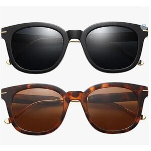 2 PACK Retro Polarized Sunglasses UV Protection
